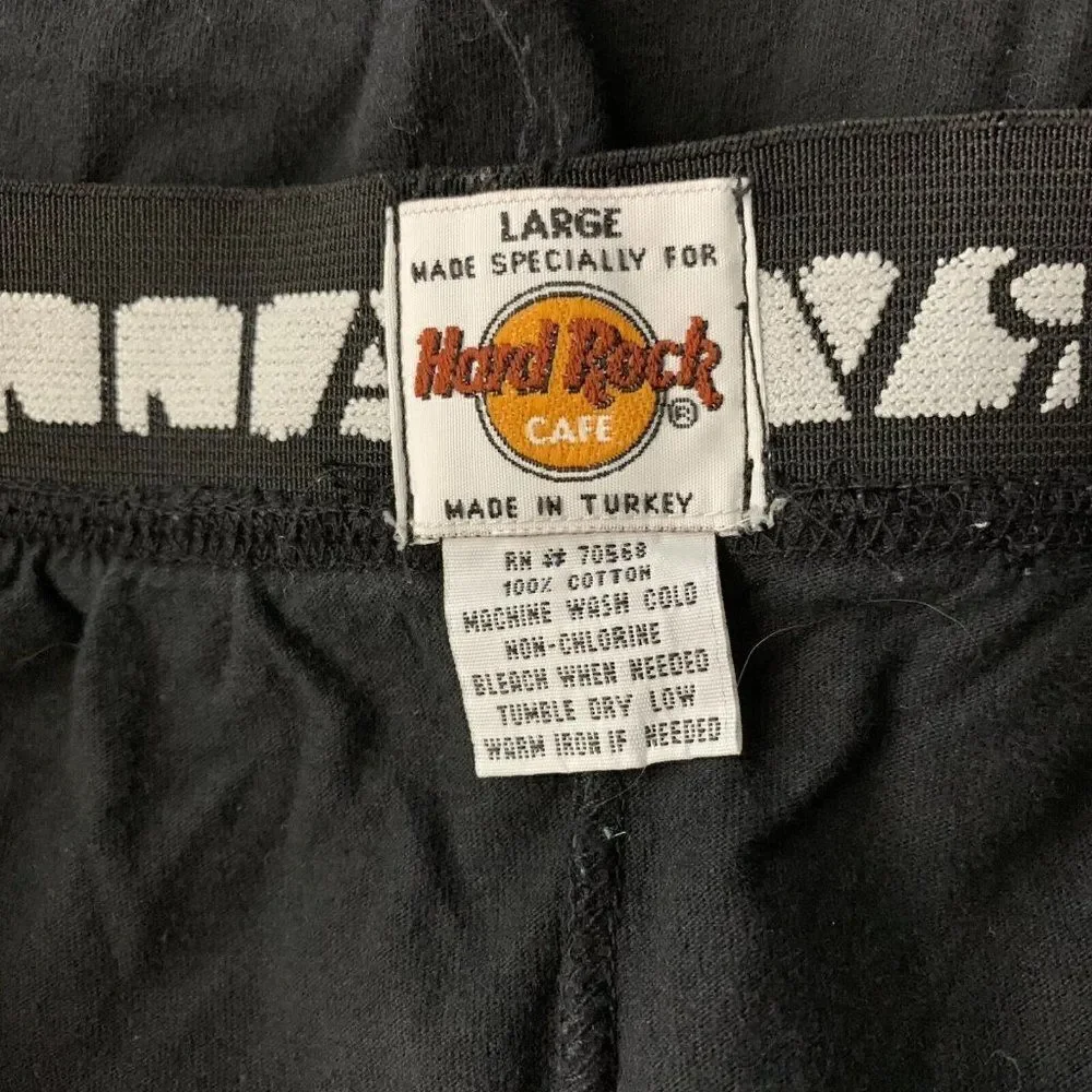 Vintage 90s Hard Rock Cafe Boxer Brief Underwear L Black Elastic Waist